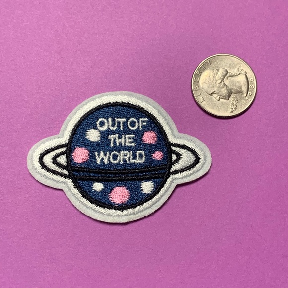 Blue out of the world ringed planet iron On patch - Picture 2 of 2